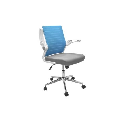 Silla para Oficina Ejecutiva Mesh Azul, Asiento Gris de tela