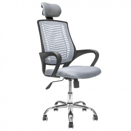 Silla Gerencial Ejecutiva Gris Top Living, cabecera ajustable