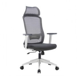 Silla Ejecutiva H7 en Malla Gris Estructura Blanca