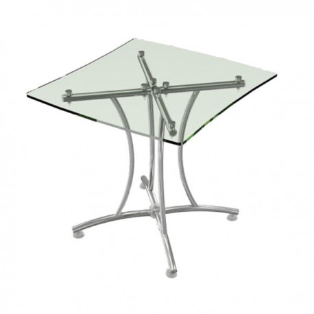 Mesa Palermo Cristal con Base Cromada 762c para oficina.