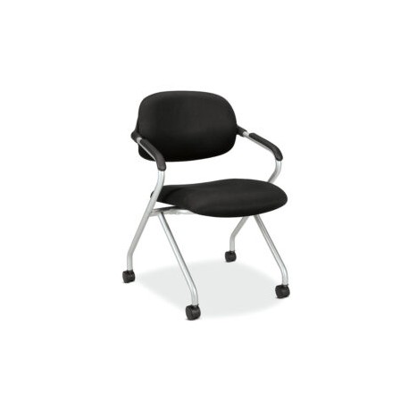 Silla de visita apilable Additional 303 con brazos, asiento plegable en tela