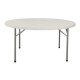 Mesa plástica blanca redonda plegable D152 para oficina.