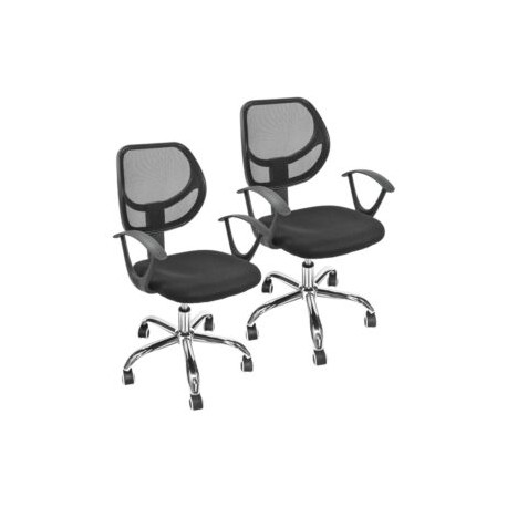 Pack 2 Sillas Operativas Top Living Negras, Cromada