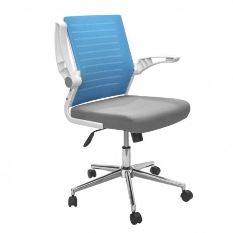 Silla para Oficina Ejecutiva Mesh Azul, Asiento Gris de tela