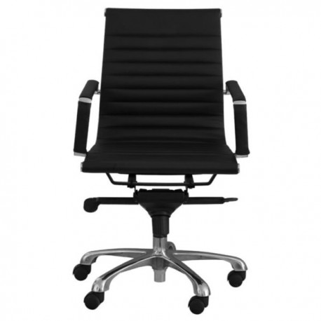 Silla semi-ejecutiva Vista, en vinipiel negro con estrella cromada