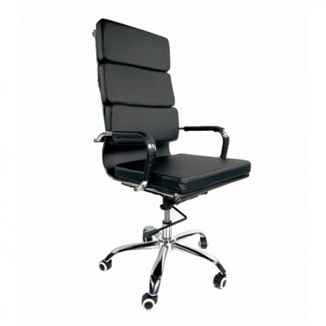 Silla Ejecutiva Moderna Minimalista, Vinipiel Negro con ruedas