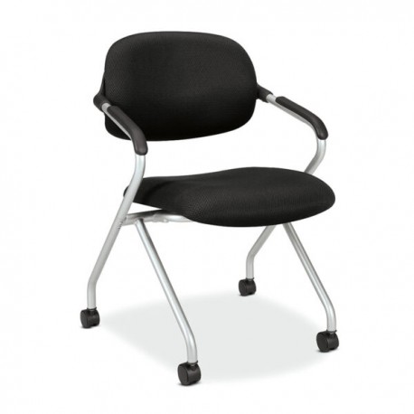 Silla de visita apilable Additional 303 con brazos, asiento plegable en tela