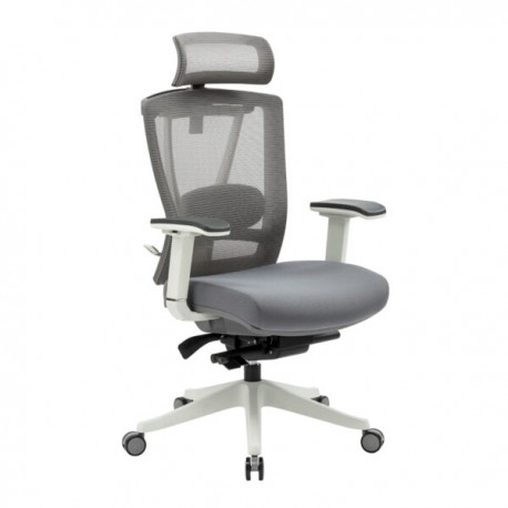 Silla ejecutiva H1 mesh color gris estructura blanca