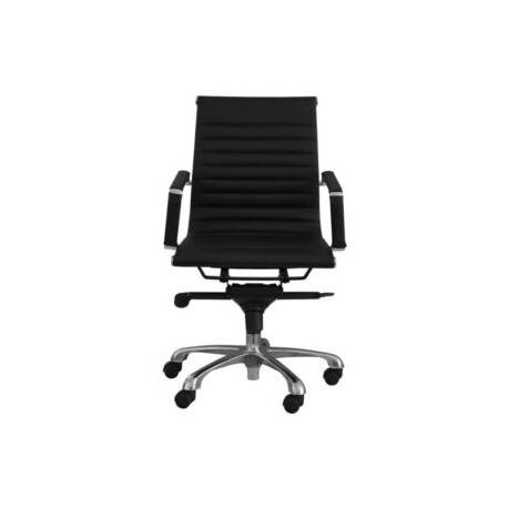 Silla semi-ejecutiva Vista, en vinipiel negro con estrella cromada